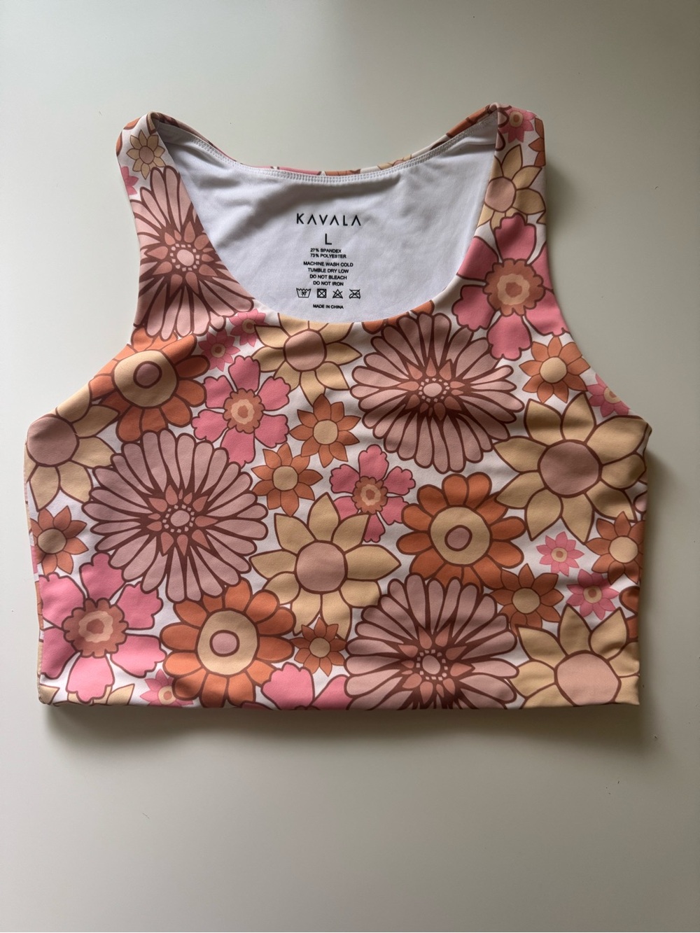 Kavala Pink Floral Crop Tank Top